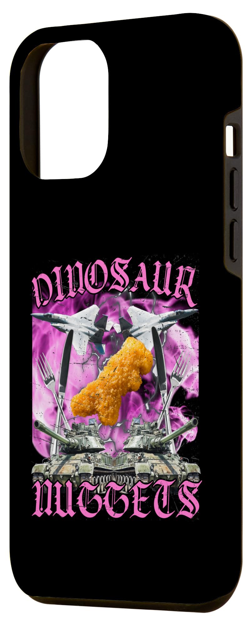 iPhone 14 Pro Max Funny Dinosaur Chicken Nugget Bootleg Hardcore Flames Meme Case - Image 2