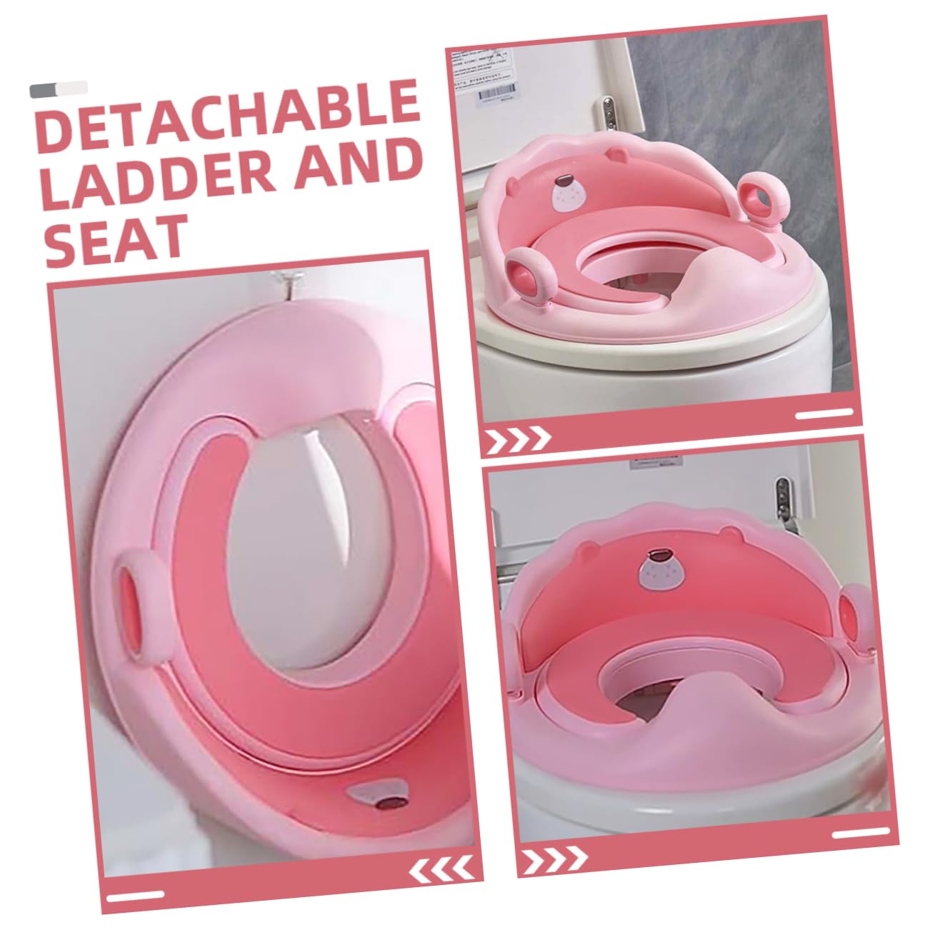 Sedia Riduttore Wc per Ragazzo Ragazza Rosa con Scala Rimovibile | Materiali Pp e Tpe, Cuscino Morbido a Superficie Liscia, Forma Leone con Copri Seduta Incluso