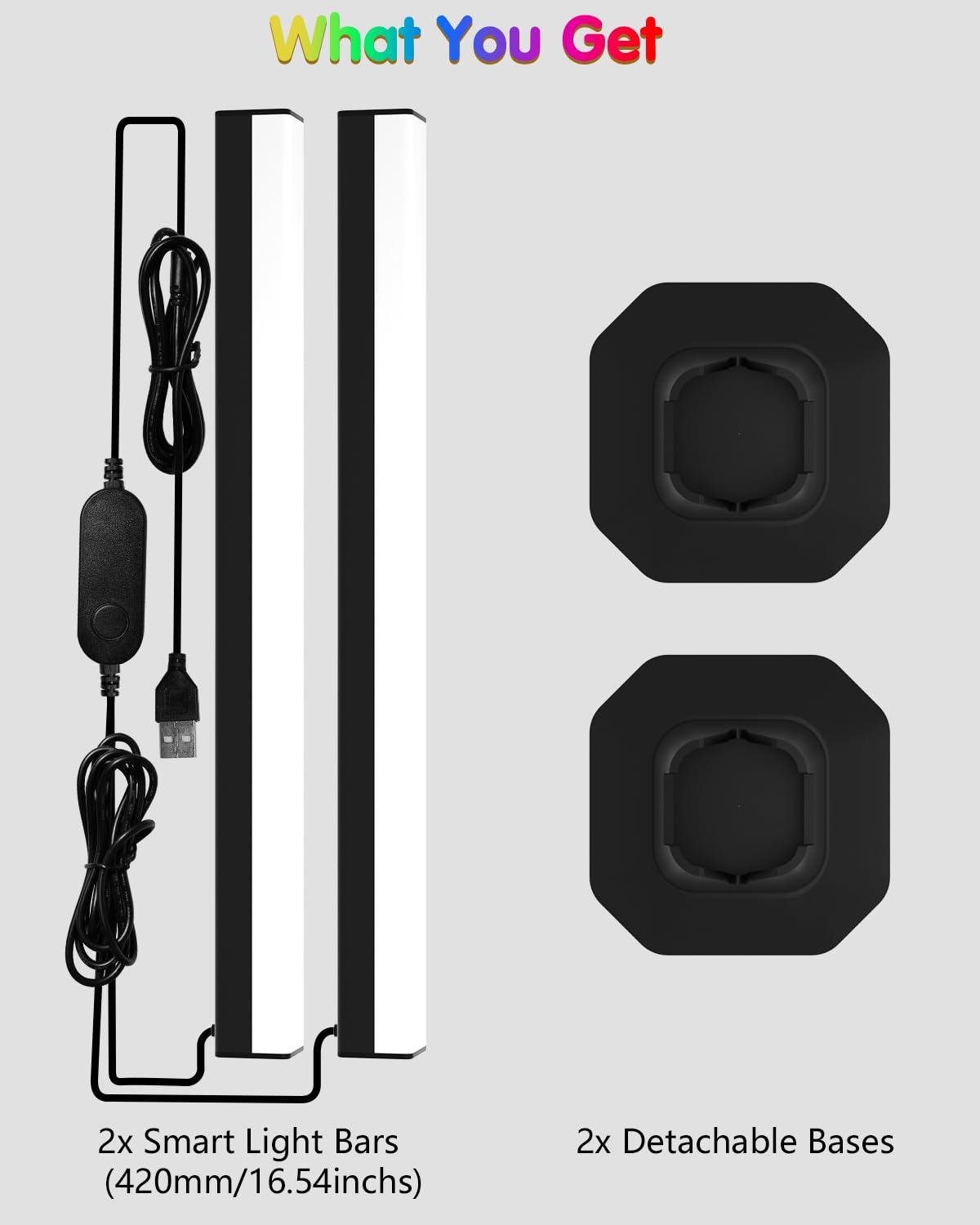 Barra de Luz LED RGBIC 42 cm, Lámpara Gaming USB con App Bluetooth, Iluminación 270° y Sincronización Musical, Luz Ambiente para Monitor, TV y Escritorio