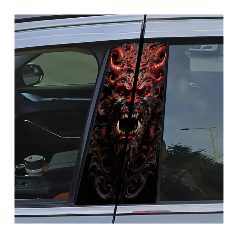 Decorative Items 2pcs Car Center Pillar Sticker Demon & Tyrannosaurus Rex Auto B-Pillar Waterproof Protective Film