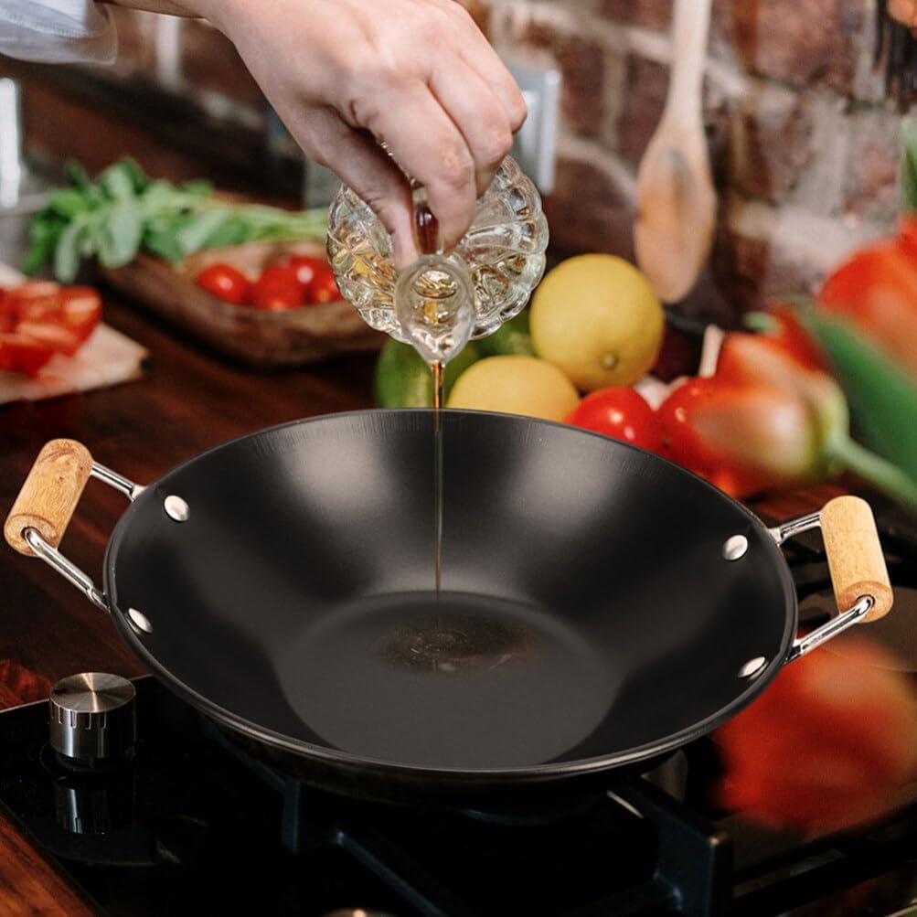 Kichvoe 3pcs Household Cooking Pots Hot Pot with Wooden Handles for Noodle Cooking and Seafood Easy to Clean for Home and Take-out Meals