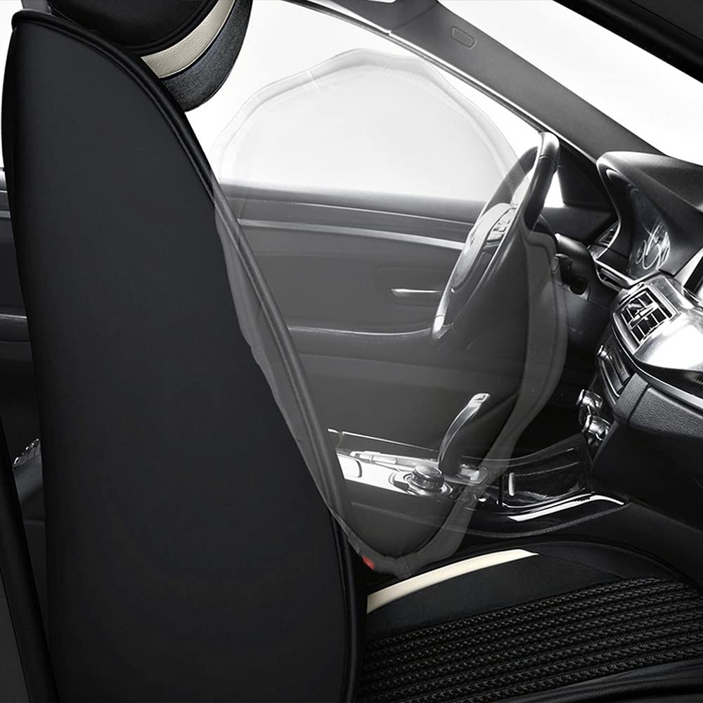 Fundas de Asientos para Hyundai i20 5Asientos Juegos de Cubreasientos de Coche de Piel Sintética Impermeables para Todas Las Estaciones(Lujo Negro-Blanco)