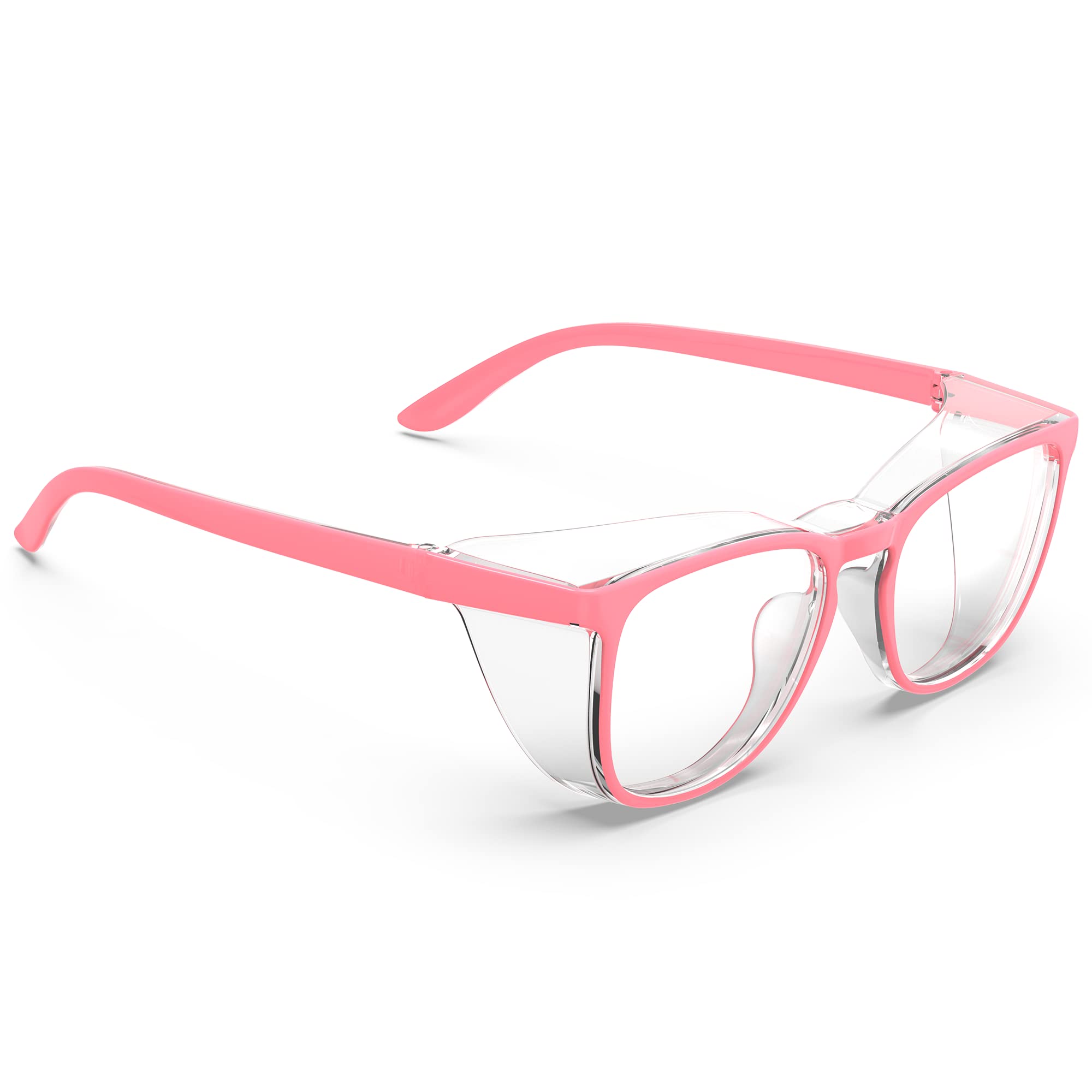 Occhiali di sicurezza anti appannamento antigraffio eleganti occhiali di sicurezza con protezioni laterali, simpatici occhiali di sicurezza per donne/uomini (1 paio) (rosa chiaro)