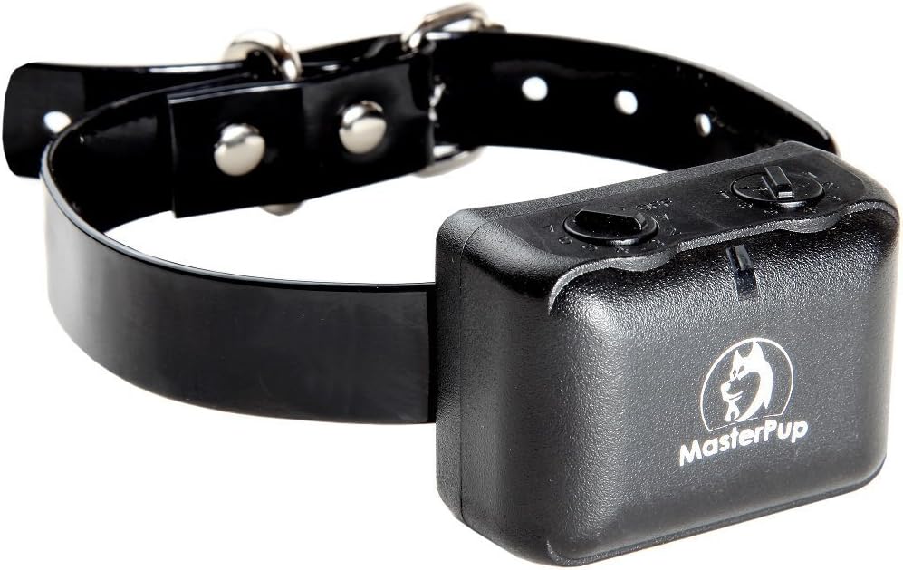 Anti Bark Collar for Dogs by MasterPup | Best Safe Vibration & Shock No Bark Electronic Training Device for Large, Medium,and Small Dogs 10 lbs- 110 lbs (Waterproof & Rechargeable e Collar)