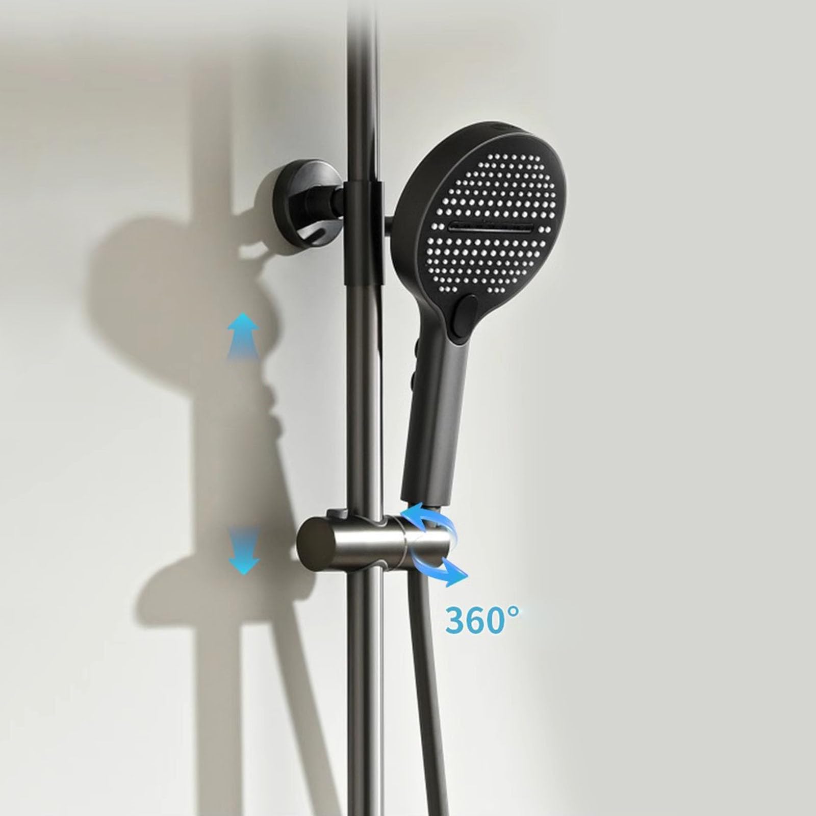 Colonna Doccia Pianoforte Altezza Regolabile Grigio Canna di Fucile | Kit Doccia a Muro con Soffione Doccia Rotondo Regolabile e Cascata e Doccetta
