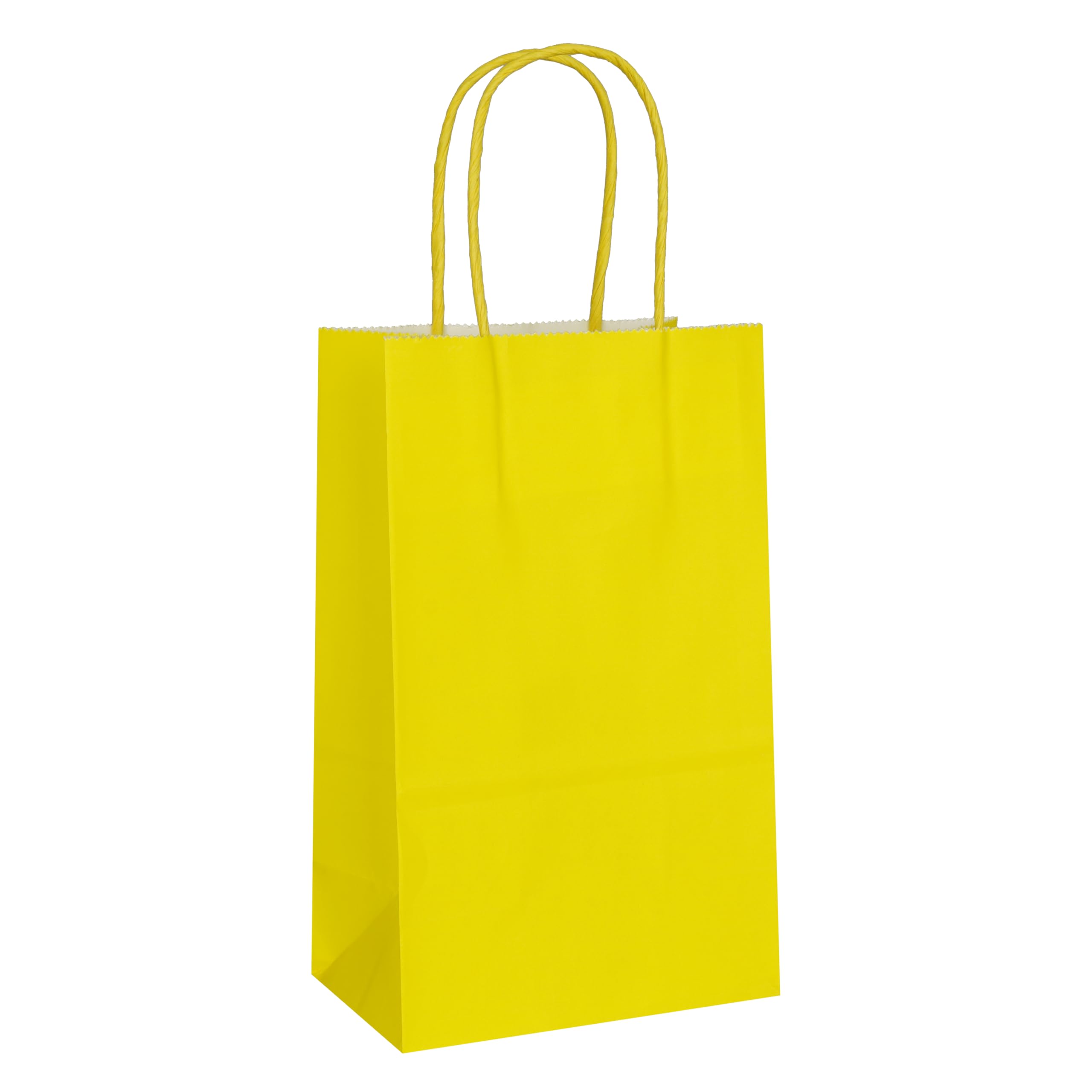 IN-JOOYAA 30 Pcs Small Size Gift Bags Kraft Paper Bags Gift Party Favor Bags with Handle(5 x 3.1 x 8.2 in, Yellow)