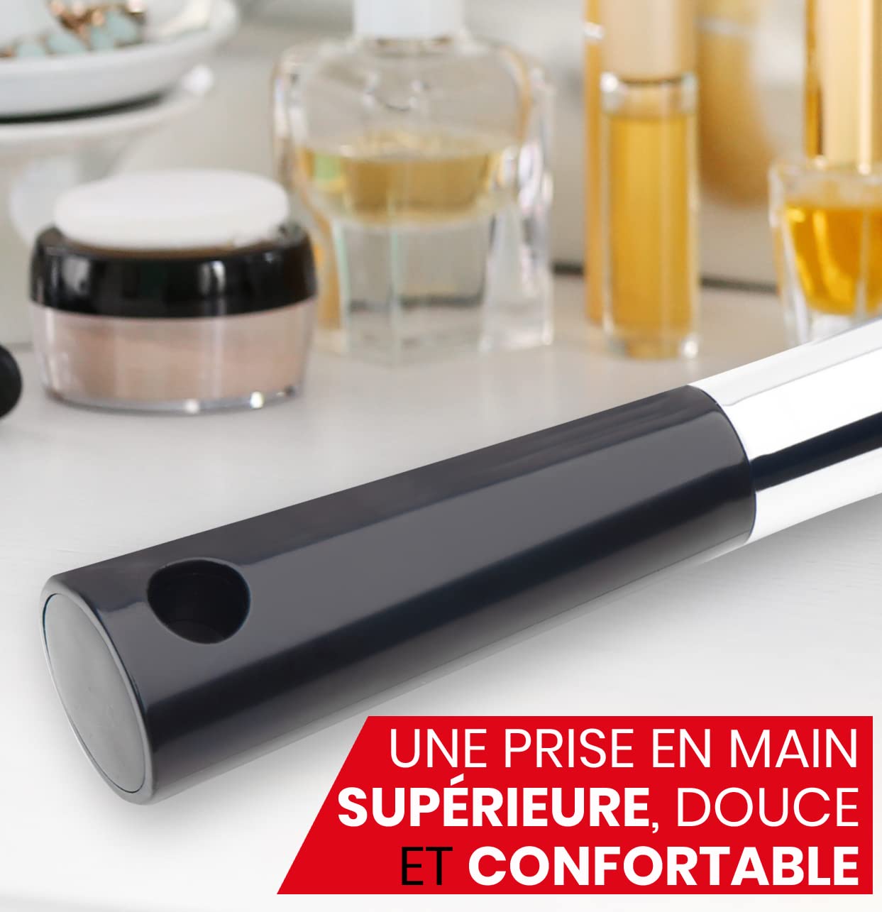 MIRRORVANA Lot de 5 Grands miroirs à Main Confortables pour Coiffeur, barbier et Salon de beauté, Miroir portatif rectangulaire, 33 cm x 23 cm (Noir)