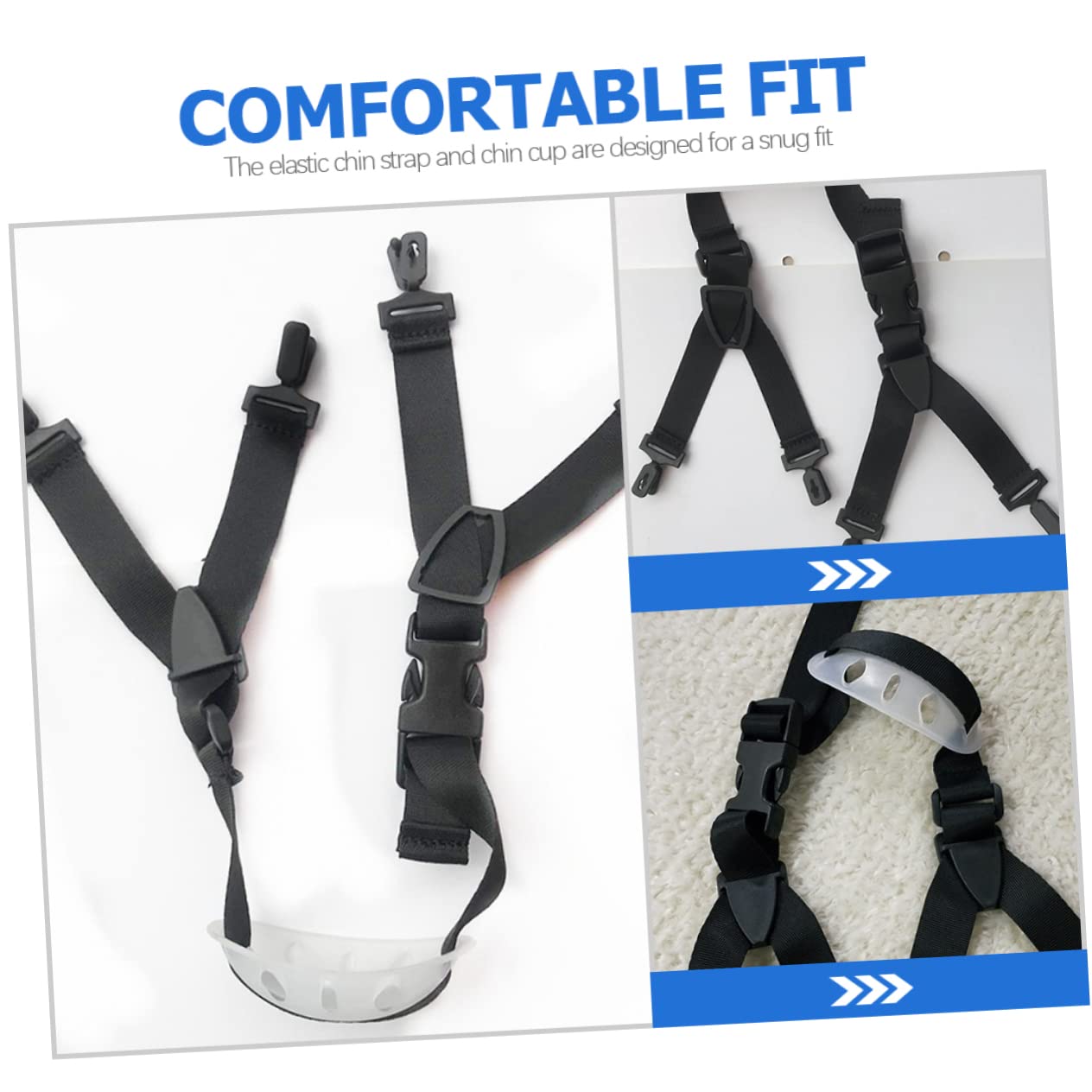 DOITOOL Hard Hat Chin Strap - Universal Clip-On Safety Helmet Strap With Adjustable Buckle (Black/White) - View #5