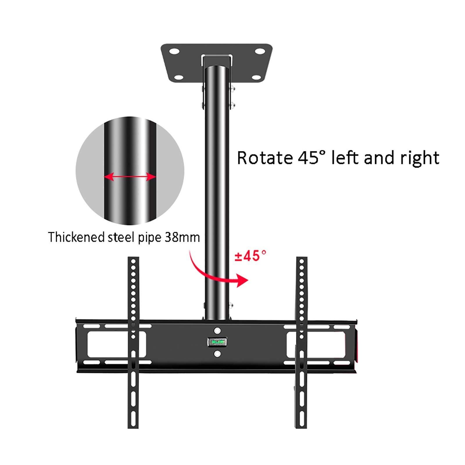 Soporte de TV para TV plano de 26 a 50 pulgadas, VESA de 400 x 400 mm, soporte de techo ultra delgado, TV a techo de 39 a 118 pulgadas, soporte de TV inclinable/giratorio