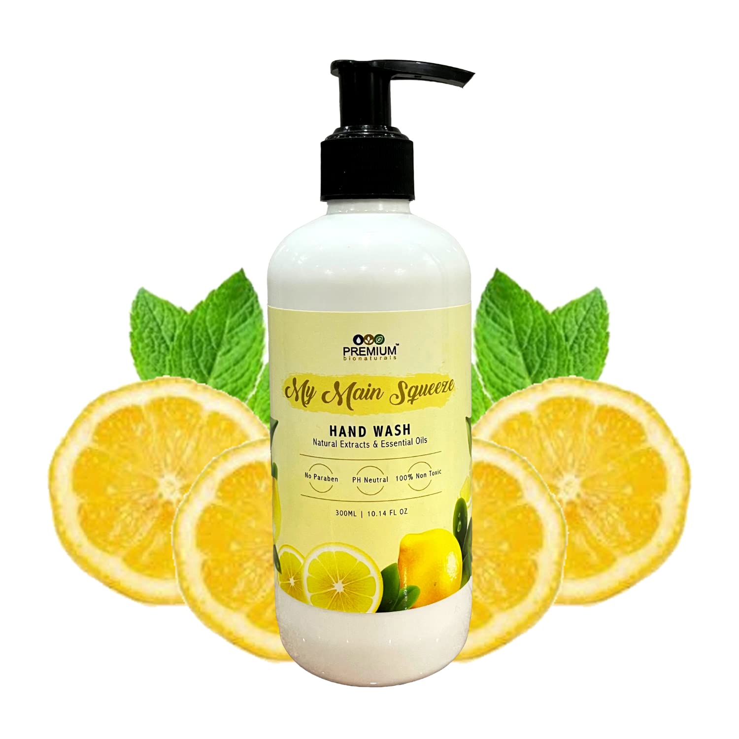 PremiumBionaturals Squeeze Handwash with Lemon and Lemongrass Natural Extracts and Oils, Ph Neutral, SLS and Paraben Free 300ml