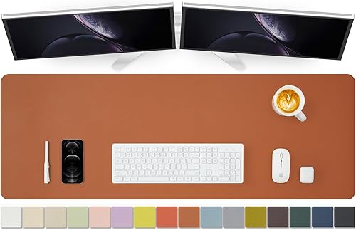 Miniatura 48 de Tapete de escritorio de piel antideslizante de poliuretano (PU), para organización de escritorio y accesorios, ideal para alfombrilla de mouse y de