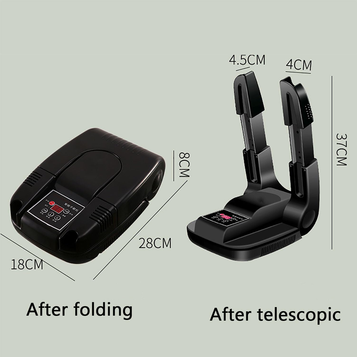 Asciuga Scarponi Elettrici Domestici, Asciuga Scarponi Portatile con Asciugatura Rapida a 360°, Regolazione Elettronica Dell'ora E Funzione di Spegnimento Automatico, Pieghevole Scalabile