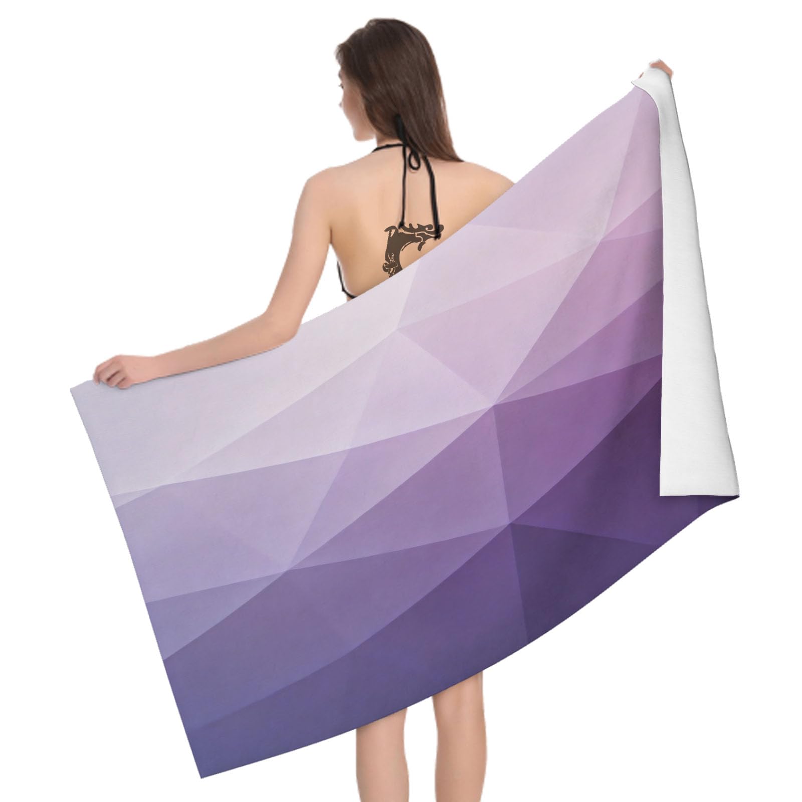 Leichong 3D Geometric Art Beach Towel Large Microfiber Soft Quick Dry for Adults, Modern Pattern Bath Towel Lightweight Soft Absorbent for Travel Swimming Pool Sports, 180 x 90 cm