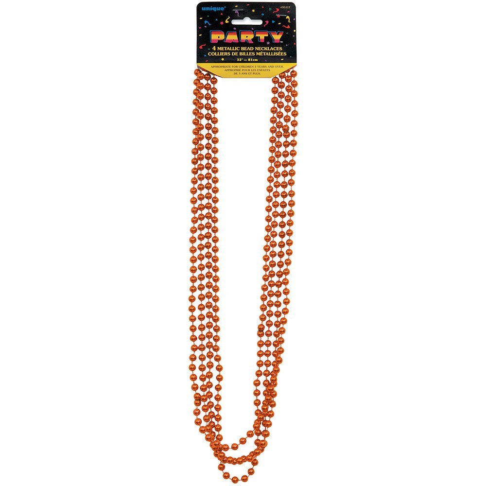 Perline metalliche Mardi Gras, arancione, 4 pezzi