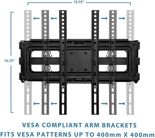 Miniatura 8 de Mount-It! Soporte de pared para TV de movimiento completo, brazos dobles articulados resistentes, soporte de pantalla plana de perfil bajo con