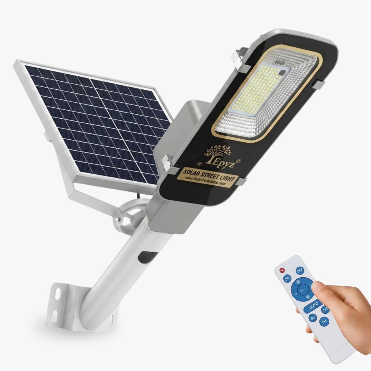 Epyz 50 Watt Semi-Integrated Solar Street Light Aluminium Body Outdoor with Remote and Dusk to Dawn for Garden, Street, Lawn [ 128LED, 6000mAh, Pack of 1, Cold White Light ]-image-38