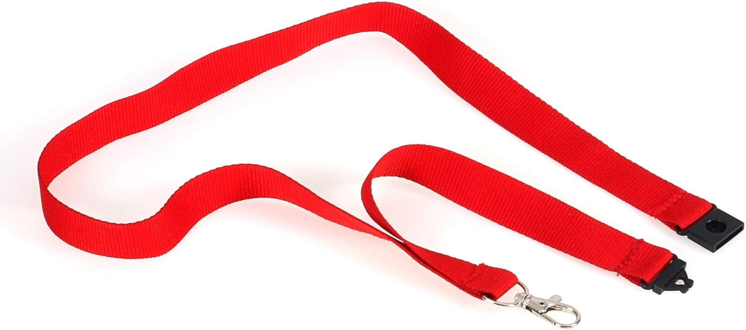 Europel Textile Lanyard, 20mm, with Neck Strap and Metal Clip for ID Badge Holder 10 Pack, Red, 121276