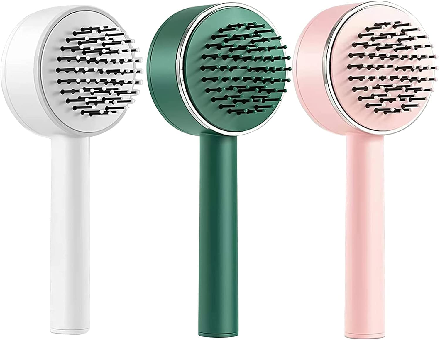 TCCO ENTERPRISE 3D Air Cushion Massager Brush, Anti Static Detangling Air Cushion Bristle Combs Hairbrush, Long Handle Airbag Massager Brush for Cleaning Tangled Hair and Broken Wair, portable & Self Cleaning hairdressing comb, one-click clean up hair loss ( MULTICOLOR )-image-10