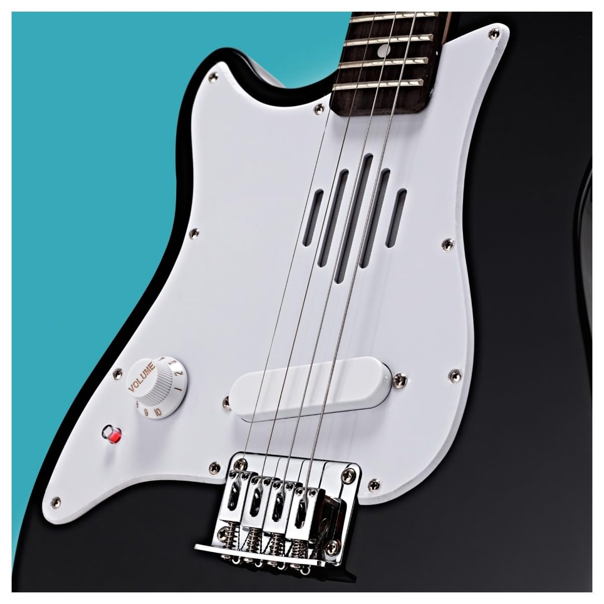 VISIONSTRING Mini Chitarra Elettrica Mancina 1/2 con Altoparlante, Nero | Chitarra Bambini 1/2 con Altoparlante Integrato, Borsa Tracolla Accordatore e Plettri, Mancina, Nero