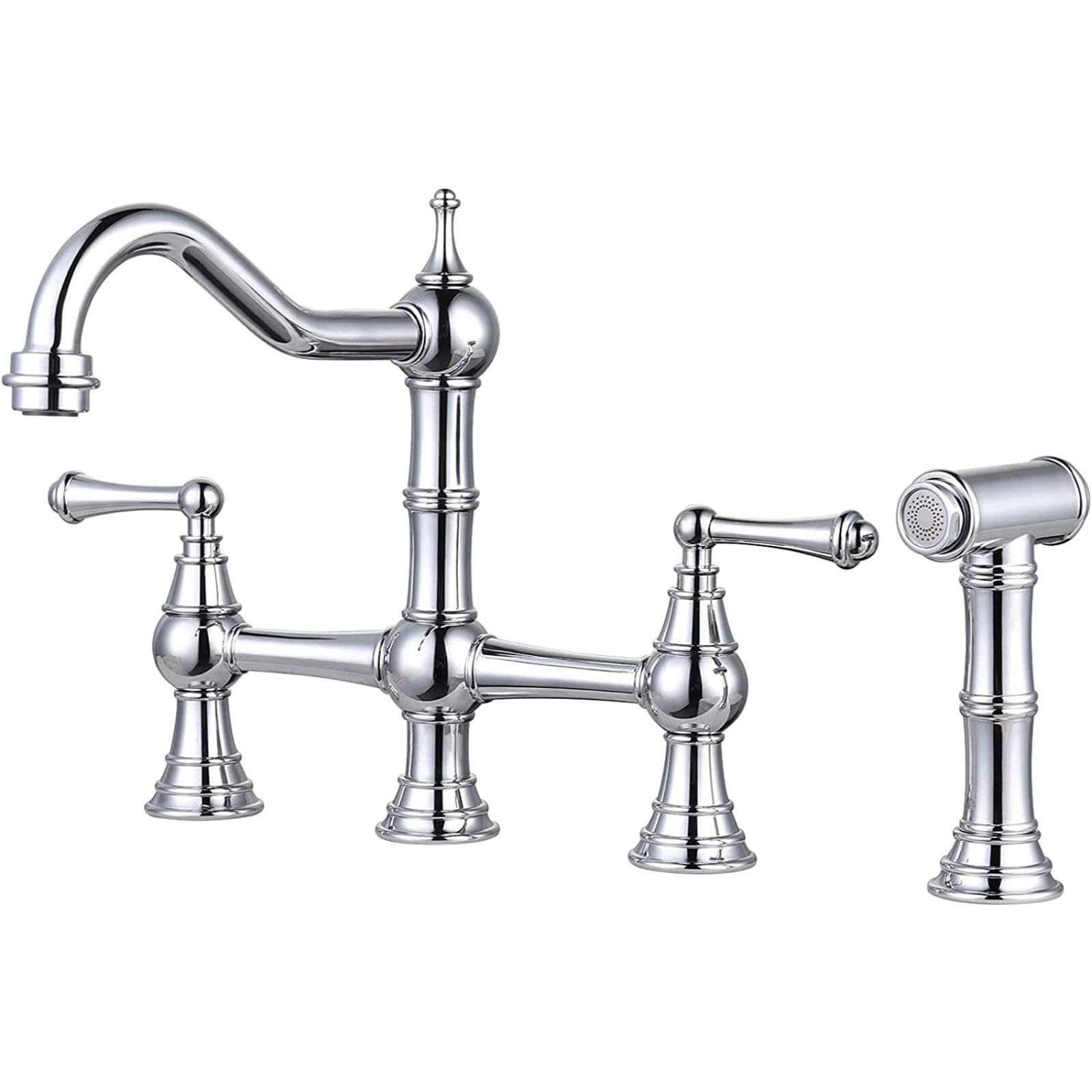 ZYCHSJXA B Kitchen Faucet with Side Sprayer and Bridge Design for Sink Electroplated Finish
