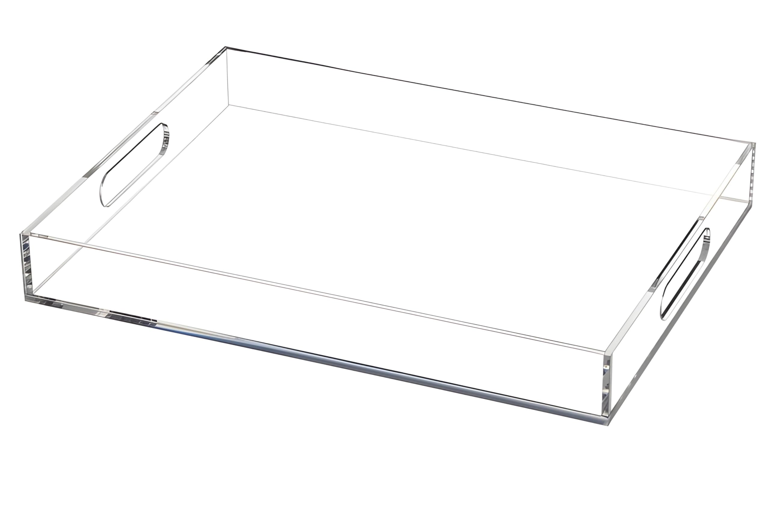 Vassoio da portata in acrilico, 40 x 30 x 5 cm, ideale per colazione, caffè, tè e bevande, design trasparente per hotel e ristoranti, ed elegante soluzione per servire