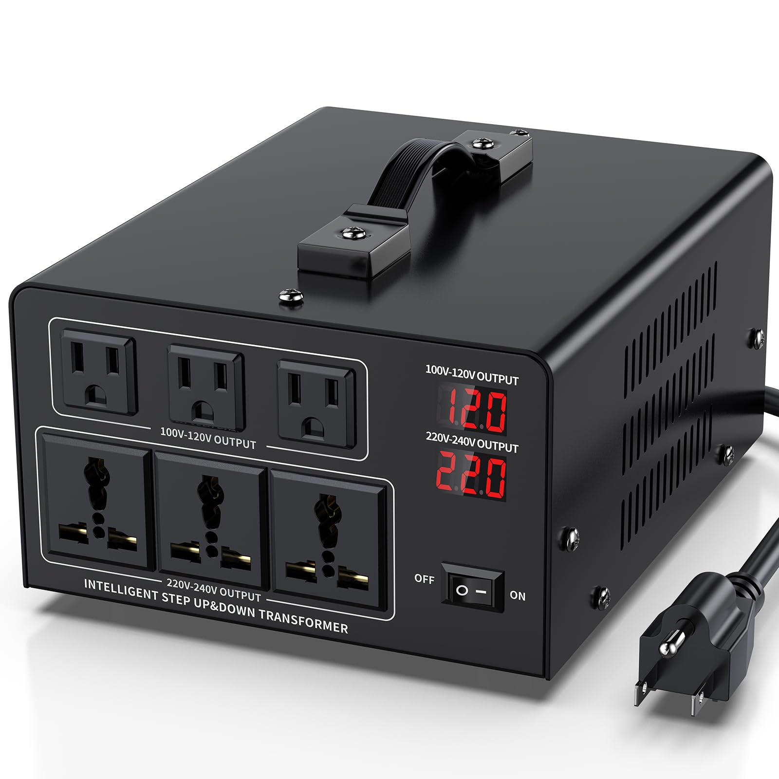 4000W Voltage Converter Transformer Step Up 110V/120V to220V/240V or Step Down 220V to 110V AC Power Converte, Circuit Breaker Protection, 3 US sockets, 3 Universal sockets, LCD Display