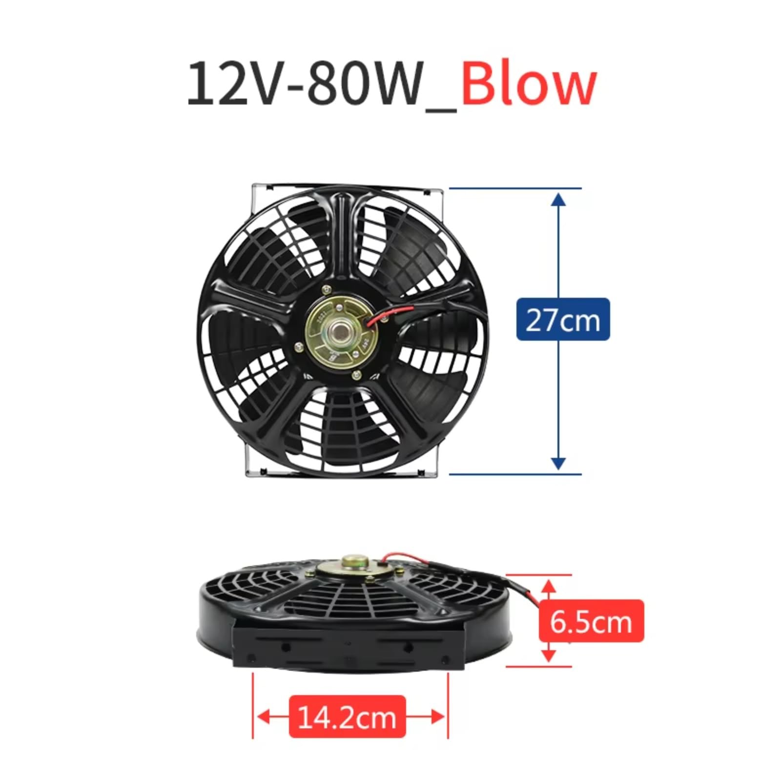 Ventola Raffreddamento Dell'aria Condizionata Da 10 Pollici 12v 2400rpm 80w Motore Serbatoio Dell'acqua Raffreddamento Ventola Elettronica 24v Ventola Radiatore Kit(12V 80W Blow)