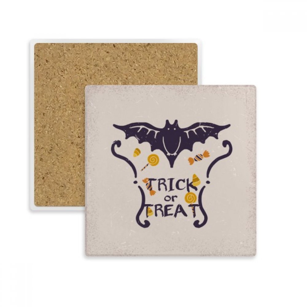 Tasse carrée et dessous de verre pierre absorbante papillon dessin animé Halloween multicolor