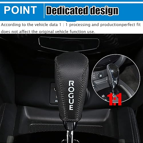 Miniatura 6 de Great-luck Funda Protectora de Perilla de Palanca de Cambios de Cuero Genuino Automática con Moldura, Accesorios para el Interior del Automóvil