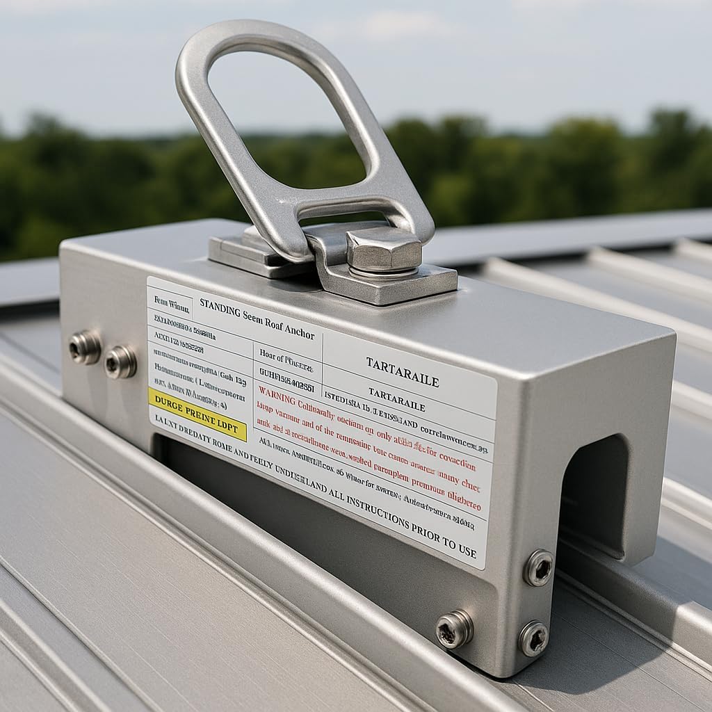 Roof Anchors for Fall Protection, No Drill Roof Anchor, OSHA/ANSI Compliant Roof Safety Anchor, Lightweight Permanent fall protection anchor, Standing Seam Roofing Tools with 360° Swivel