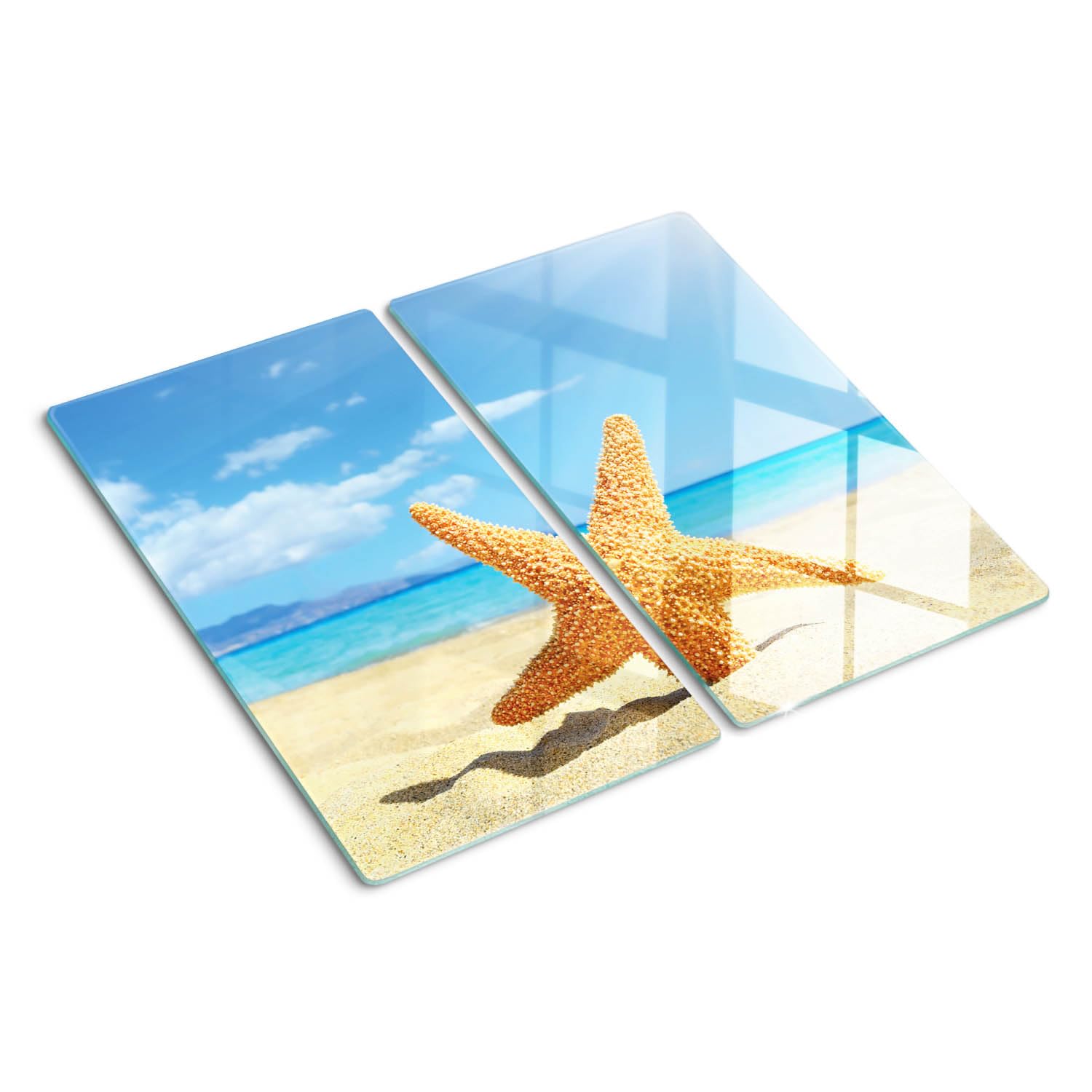 Planche à découper 2x30x52 cm en verre avec bords polis et pieds antidérapants