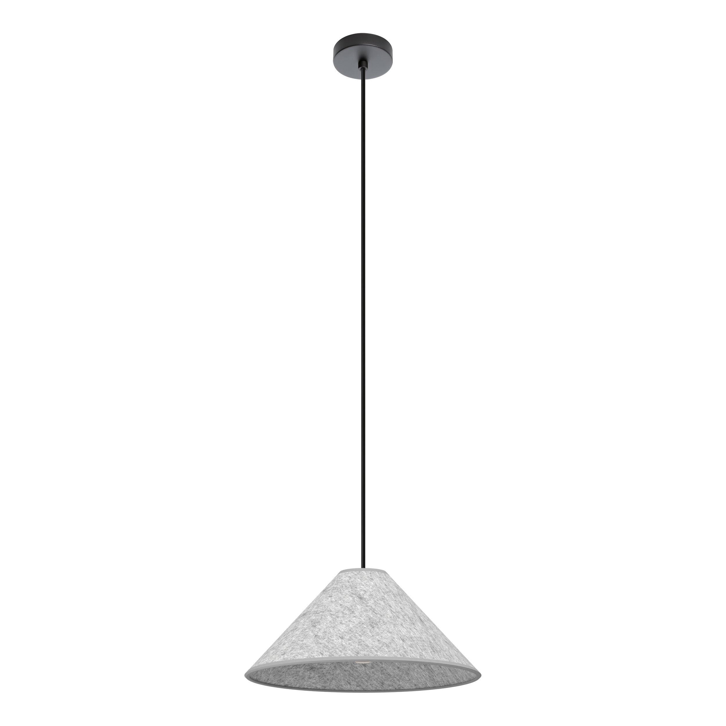 Lámpara colgante Eglo Alsager de fieltro gris para iluminar mesas sin reflejos