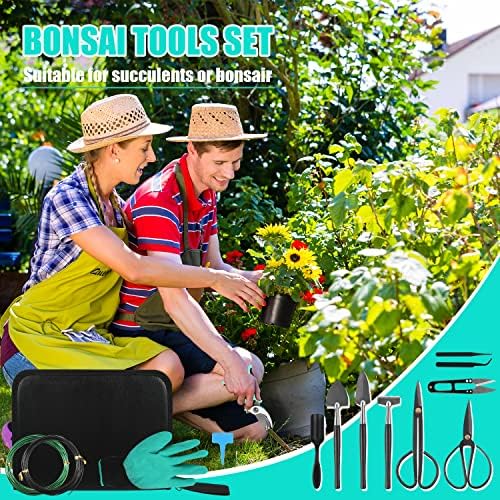 MaxAwe 24PCS Bonsai Tools Set, Gardening Planting Tools Gardening Trimming Tools, High Carbon Steel Scissors Cutters Shears Gloves with storage bag, for Bonsai beginners and professionals