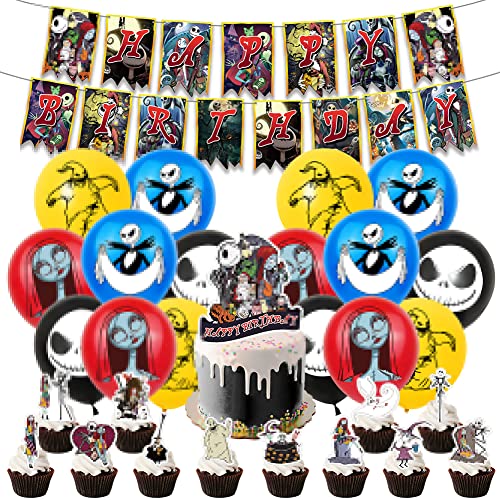 CBOSNF Juego de 30 decoraciones para fiestas de cumpleaños de la pesadilla antes de Navidad,...