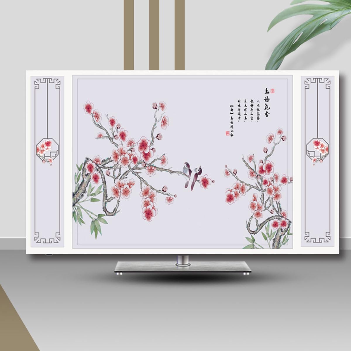 Osłona Przeciwpyłowa Na Telewizor, Poliestrowa Tkanina Na Telewizor Do Zawieszenia Na Biurku Zakrzywiona Osłona Ekranu łatwa Do Zakrycia Stylu Telewizora(Size:70IN(W161xH96CM),Color:B)