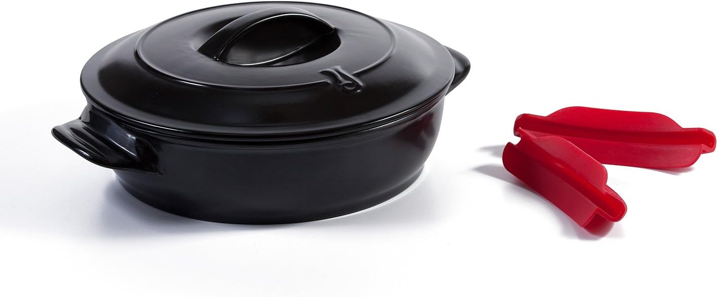 Versa Ceramic Cookware by Xtrema - 12 Inch Frying Pan/Braising Skillet with Lid - Dishwasher, Stove, Oven, Grill, Microwave Safe - Midnight Black