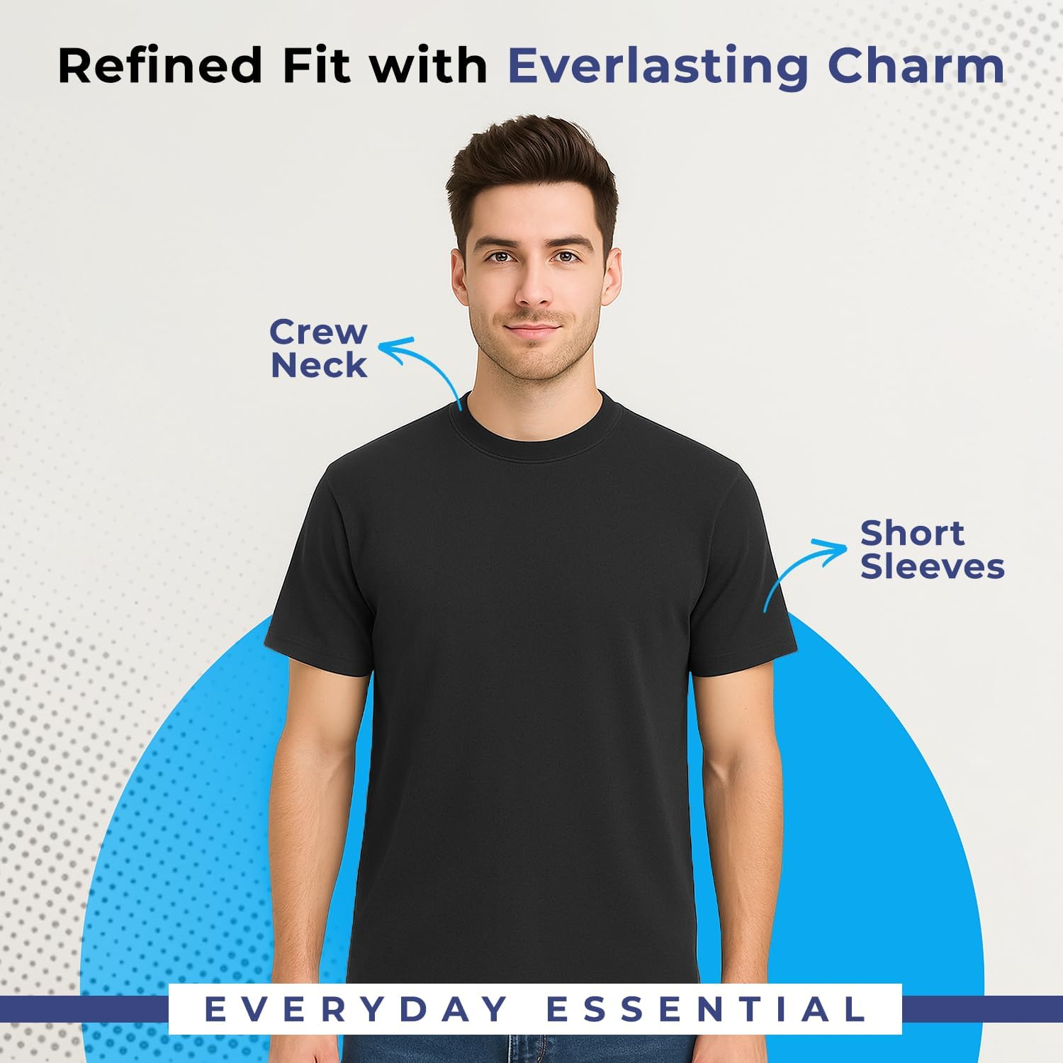 Tshirts Comfort Cotton Essential Mens T Shirts Crew Neck Regular Size Ultra Soft Classic Plain Tees - Image 2