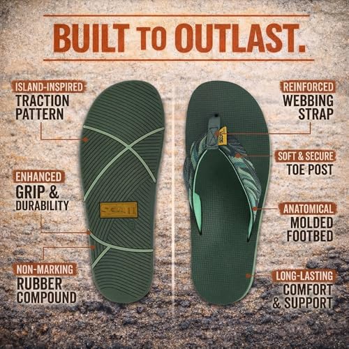 Image of Scott Hawaii Kaikane Men's Slipper | Hawaii Inspired Designs | Neoprene Lined Nylon Strap | Arch Support | Podiatrist Recommended Sandal