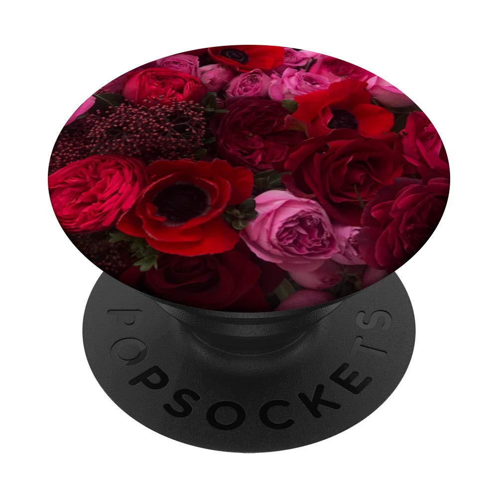 Red Roses, Poppies and Pink Peonies in a Flower Bouquet PopSockets PopGrip: Swappable Grip for Phones & Tablets