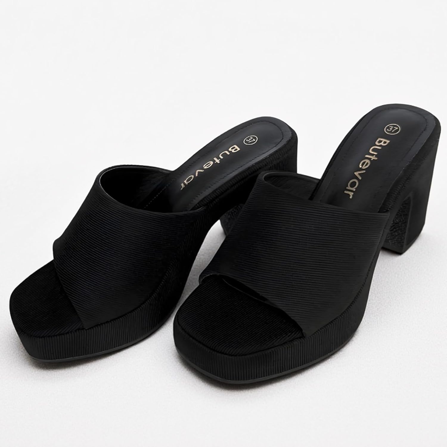 Women's Square Toe Heels Chunky Comfort High Heeled Sandals Slip on Mules Block Pla... - Image 5