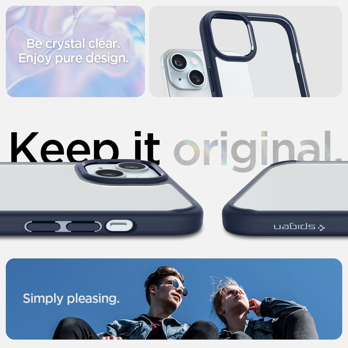 Spigen for iPhone 15 Case, Ultra Hybrid [No Magnet Ring][Anti-Yellowing] - Navy Blue - Image 3