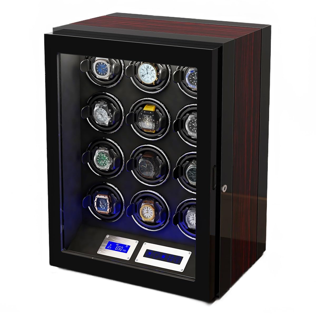 EHVYBDX Safe Watch Winder Box for 12 Automatic Watches Multi Jewelry Storage with Lock Security Watch Winding Display Box