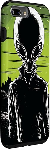 Vista 21 de iPhone 14 Pro Cute Green Alien Head UFO Space Face Alien Case