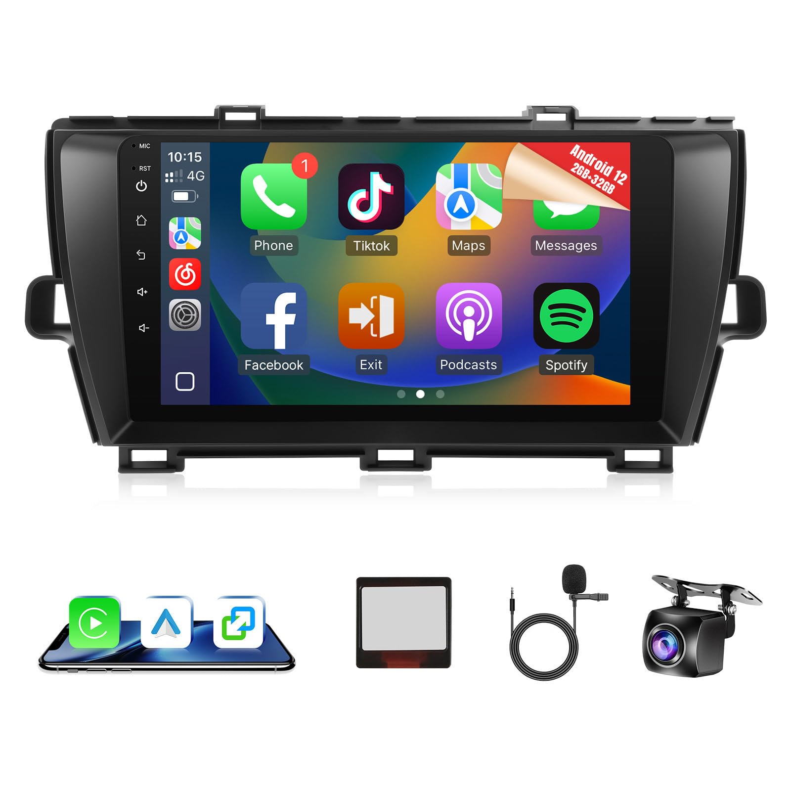 Photo 1 of Naifay Android 12 Car Radio for Toyota Prius 2010 2011 2012 2013 2014 2015(Fit J.B.L Version), 9inch IPS Touch Screen Stereo with Carplay Android Auto Bluetooth FM GPS WiFi SWC Camera+Can Bus MIC