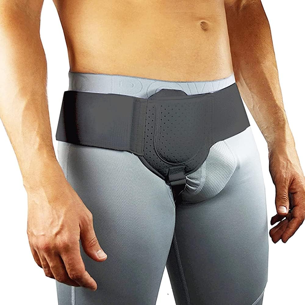 Yeefunjoy Hanging Groin Hernia Belt Truss, Adjustable Mens Inguinal Hernia Belt Left Or Right Side Support, Inguinal Hernia Protector Belt, With Removable Compression Pad(Color:black)