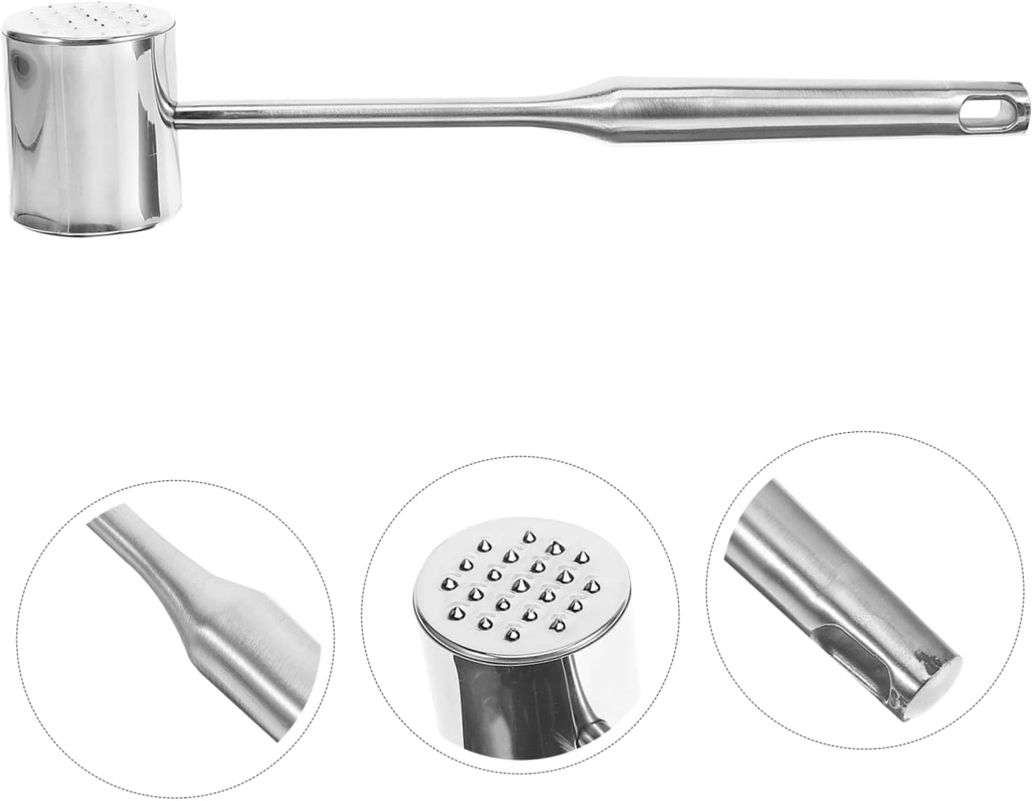 Alipis 304 Stainless Steel Meat Tenderizer Hammer Heavy Duty Dual-Sided Mallet for Steak and Chicken Kitchen Tool Comfortable Grip for Home Cooking