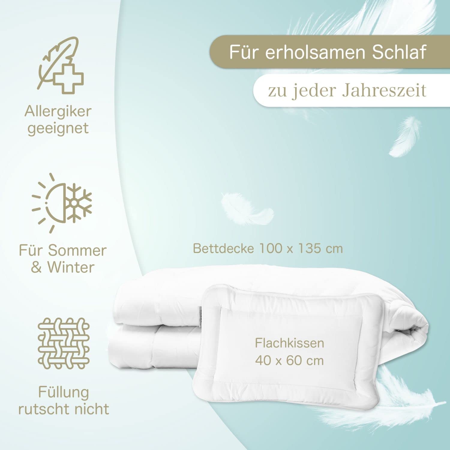 KiGATEX, Premium, Kinderbettdecken-Set, Elefant, 100x135+40x60, Baumwolle | Hautfreundlich, atmungsaktiv, weich, Öko-Tex® zertifiziert, ideal für Babybett und Kinderbett