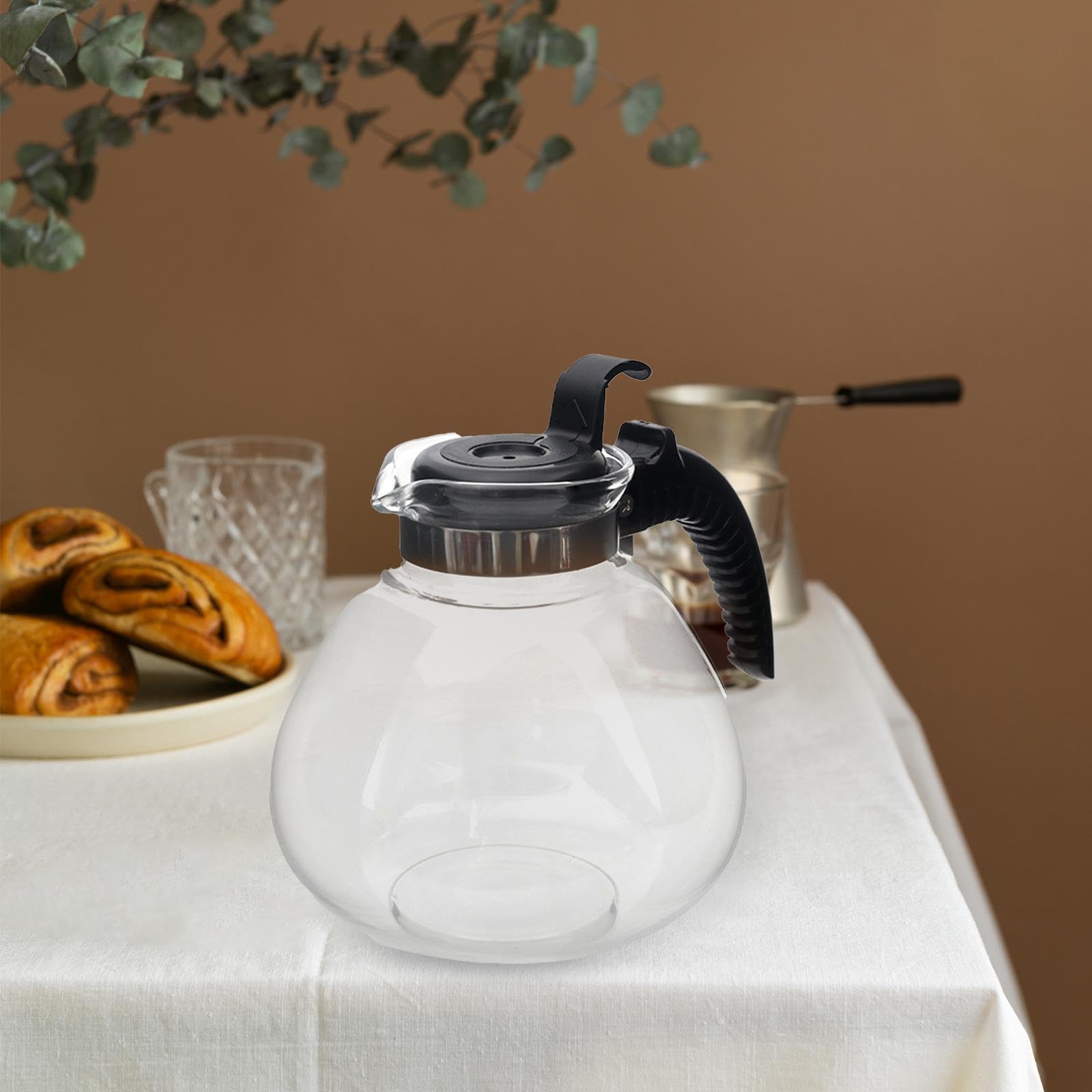 Jarra de cristal de 1,7 L para café, elegante jarra de cocina resistente al calor, perfecta para preparar y servir bebidas calientes, ideal para uso doméstico y de oficina