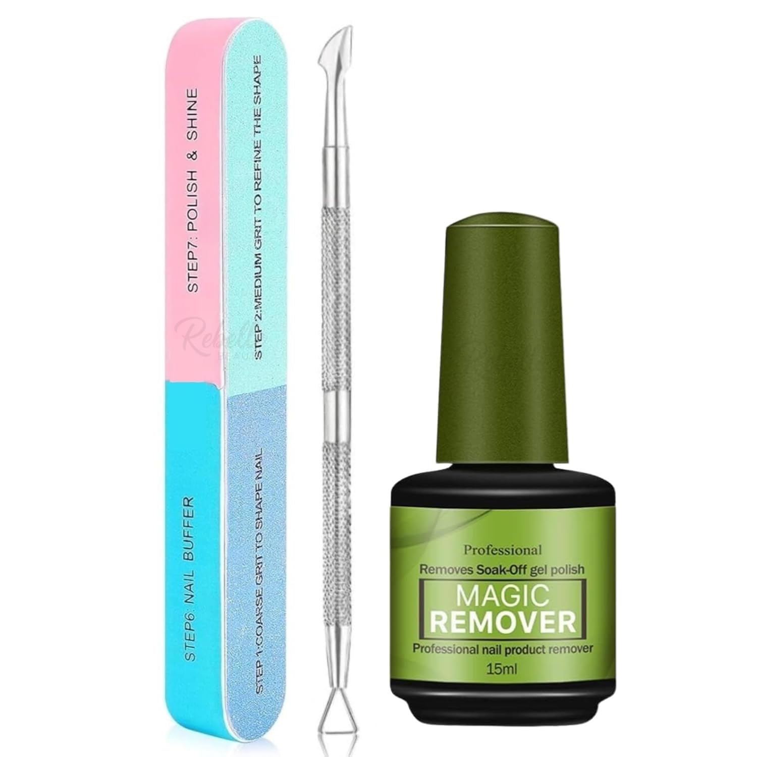 Professional Gel Nail Polish Remover, No Need for Foil, Quick & Easy Polish Remover In 3-5 Minutes, No Need Soaking Or Wrapping Doesn't Hurt Nails-15ml (Set of 3) (7in1 Filer+Peeler)-image-20