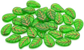 10pcs Flat Leaf Beads 14 x 9 mm, 50040 Matte Copper Lined 50040-84110-54307-, Bohemia Crystal Glass, Czechia 11100073